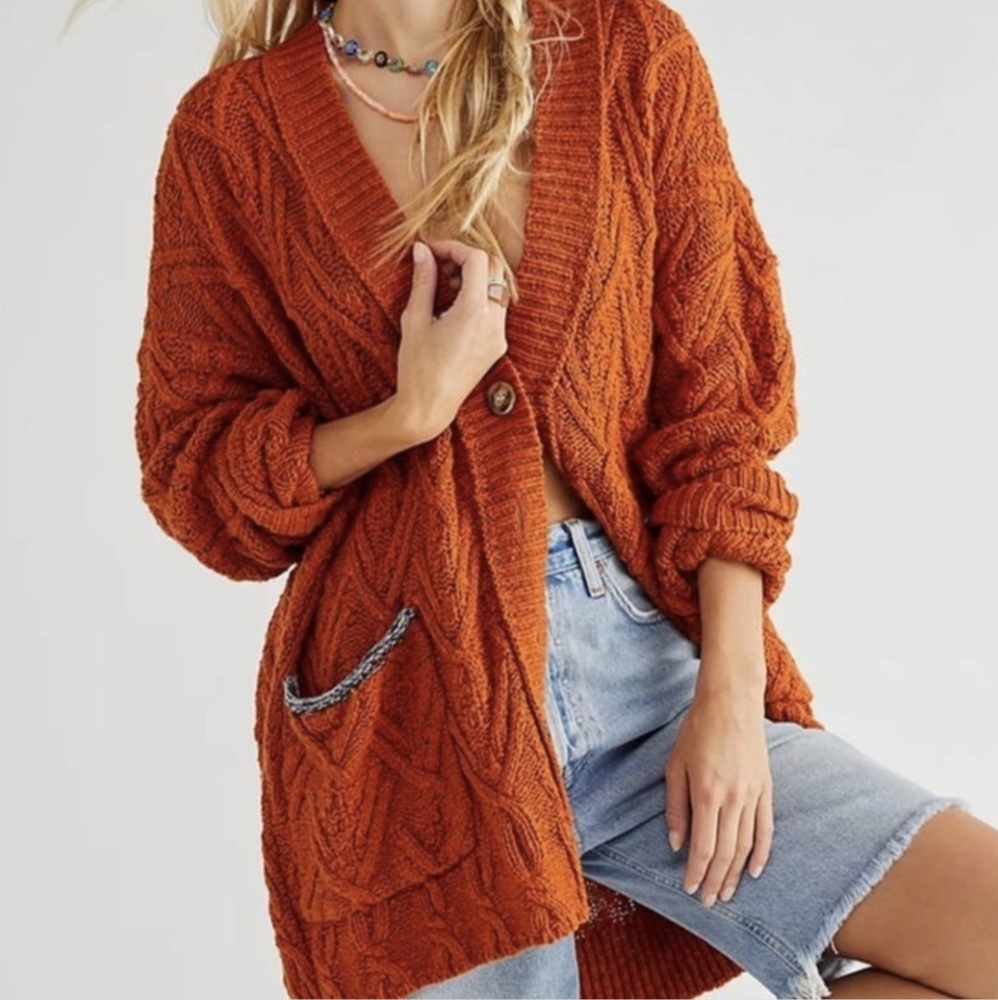Free People Montana cable knit cardigan